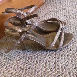 Gold Glitter Strappy Heals